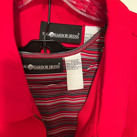 3/pc red/blue pantsuit with shell blouse - Picture 3 of 3